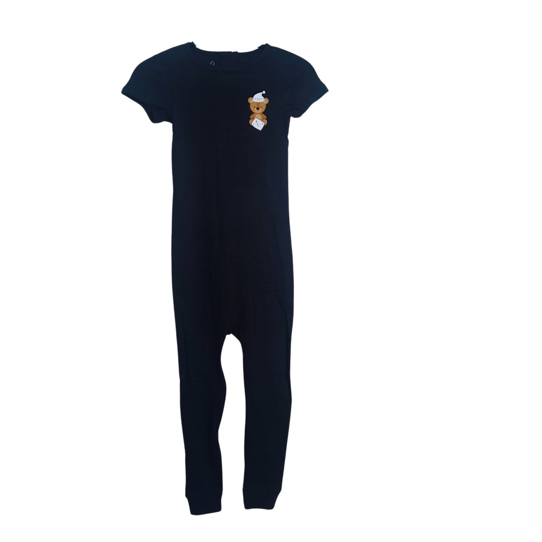 Special Needs Short Sleeve Pajamas, Full Back Zipper Black