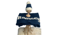 Personalized Hand Knit Baby Blanket & Hat