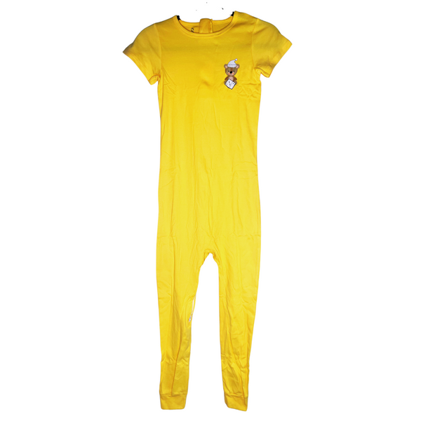 Special Needs Short Sleeve Pajamas, Full Back Zipper Yellow