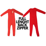 Special Needs Long Sleeve Pajamas, Full Back Zipper Red