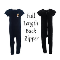 Special Needs Short Sleeve Pajamas, Full Back Zipper Black Size 11/12