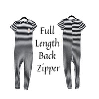 Special Needs Short Sleeve Pajamas, Full Back Zipper Stripe Size 15/16