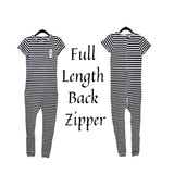 Special Needs Short Sleeve Pajamas, Full Back Zipper Stripe Size 15/16