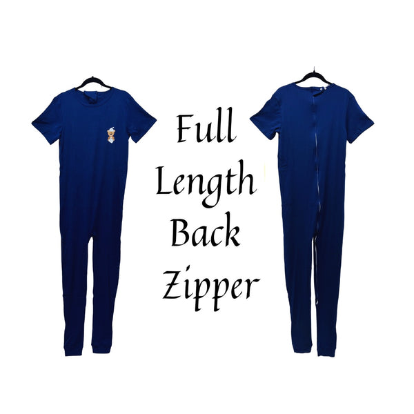 Special Needs Pajamas for Adults - Unisex SHORT Sleeve Full Back Zipper