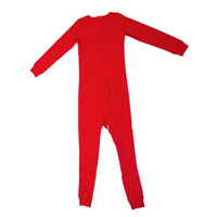 Special Needs Long Sleeve Pajamas, Full Back Zipper Red Size 7/8