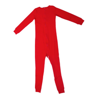 Special Needs Long Sleeve Pajamas, Full Back Zipper Red