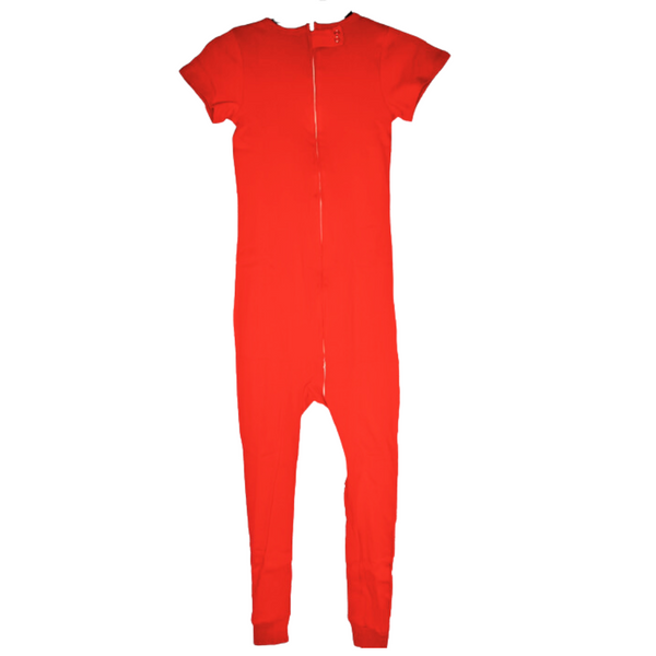 Special Needs Short Sleeve Pajamas Full Back Zipper Red Size 7 8 Autism Mom and Travel