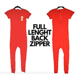 Special Needs Short Sleeve Pajamas, Full Back Zipper Red
