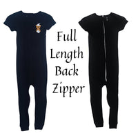 Special Needs Short Sleeve Pajamas, Full Back Zipper Black Size 6