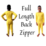 Special Needs Long Sleeve Pajamas, Full Back Zipper Yellow Size 9/10