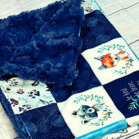 Woodland Animal Tracks Minky Baby Blanket